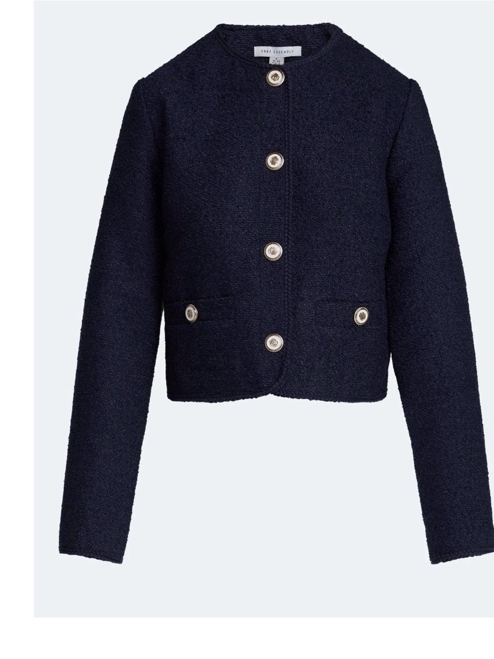 Free Assembly Women’s collarless Nubby Jacket with long sleeves